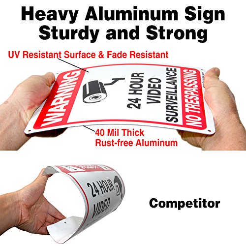 Faittoo-2-Pack-Video-Surveillance-Sign-No-Trespassing-Metal-Reflective-Warning-Sign-10-x7-Inches-040-Aluminum-Indoor-or-Outdoor-Use-for-Home-Business-CCTV-Security-CameraUV-Protected-Waterproof