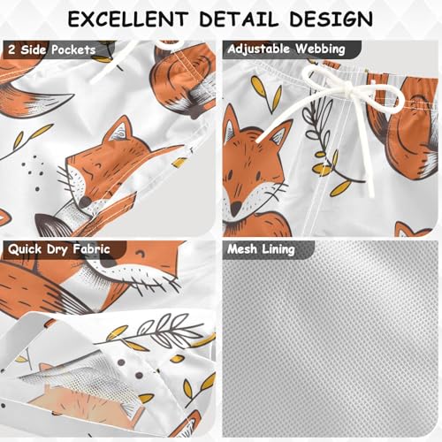 Lovely Fox Leaf Boys Swim Trunks, Quick Dry Toddler Beach Shorts Boy Swimwear Bathing Suit3