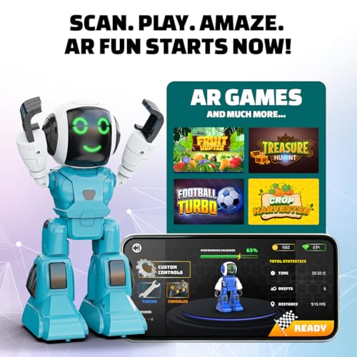 Image of Mirana Moonwalker | Smart Interactive Chat-GPT AI Robot Toy for Kids | USB Rechargeable Type-C | AR Games & in-Built Bluetooth Speaker | Remote & App Controlled | for Boys & Girls 2+ Years (Sky Blue)