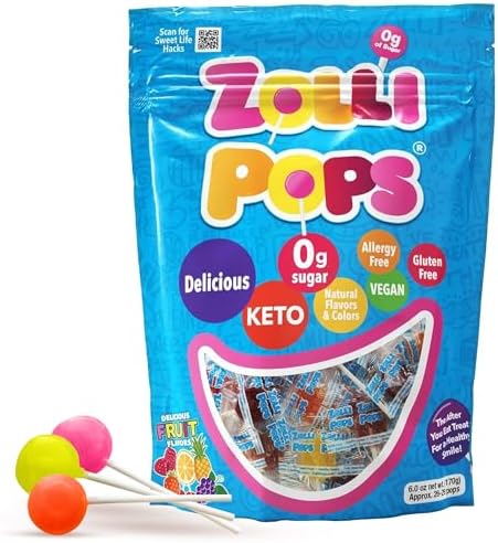 Zollipops Clean Teeth Assorted Flavours Lollipops 6oz (170ml) Anti Cavity Sugar-Free Sweets for Healthy Smile Great for Kids, Diabetics, Vegans and Keto Diets