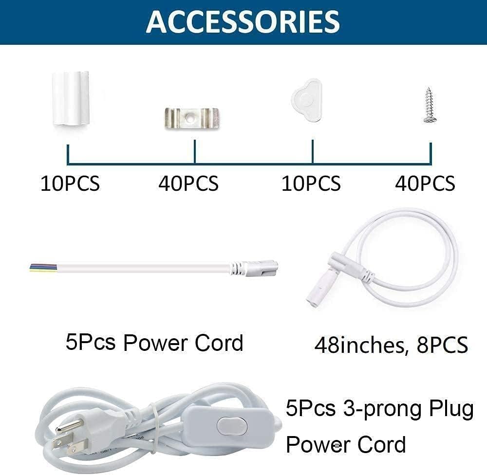 🔥 8FT LED Shop Lights, JESLED 8 Foot LED Lights Fixture, 90W, 10800 Lumen, Daylight 5000K, Triple Row D-Shape LED, Linkable Design, High Output LED Tube Lights for Garage,Workshop,Basement (10-Pack)