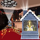 Christmas Snow Globes,Snow Globe Christmas Train Decoration with Timer Battery Operated Snow Globe,L