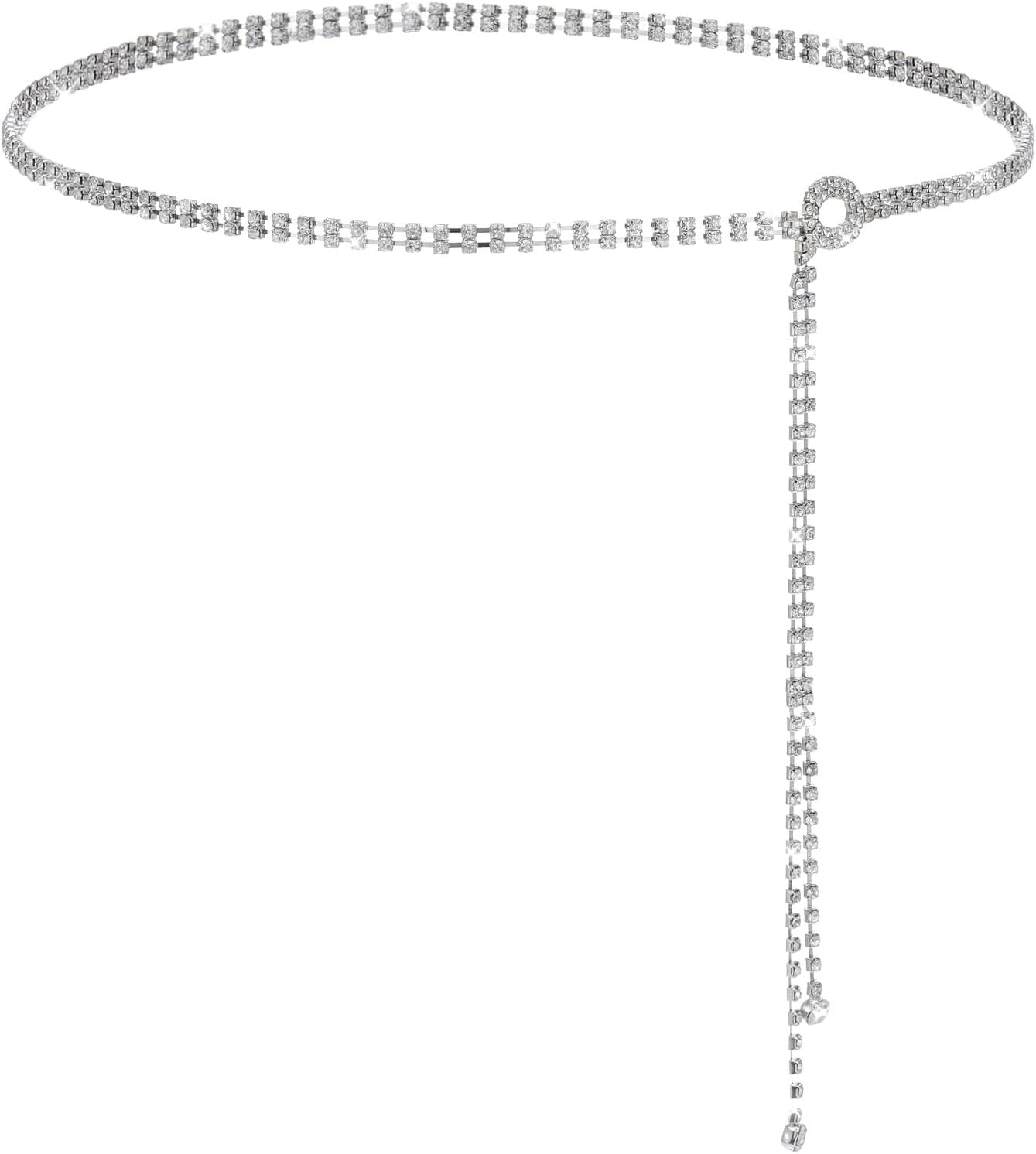 Rhinestone Belts for Women, Crystal Chain Belt Sparkly Silver Belt Crystal Waist Chains Glitter Chain Belts ThinBelt for Women Dress Wedding Party(120CM/47.2in)