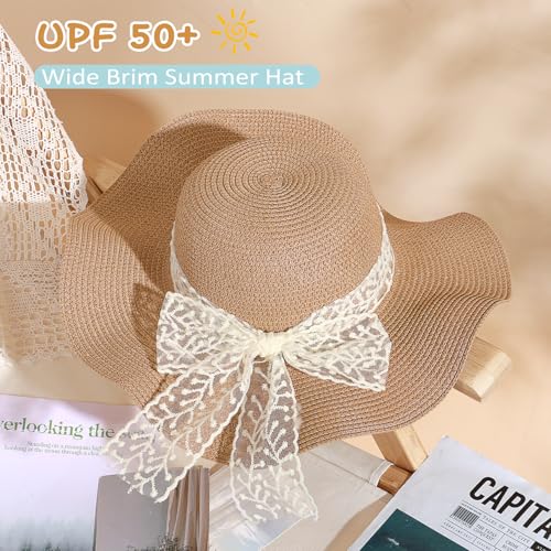 Image of Beach Hats for Women, Sun Straw Hat for Women, UPF 50+ UV Sun Protection Sun Hat Womens, Foldable Floppy Sun Hat