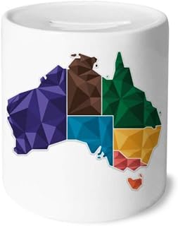 Australia Map Territory State Colorful Money Box Saving Banks Ceramic Coin Case Kids Adults