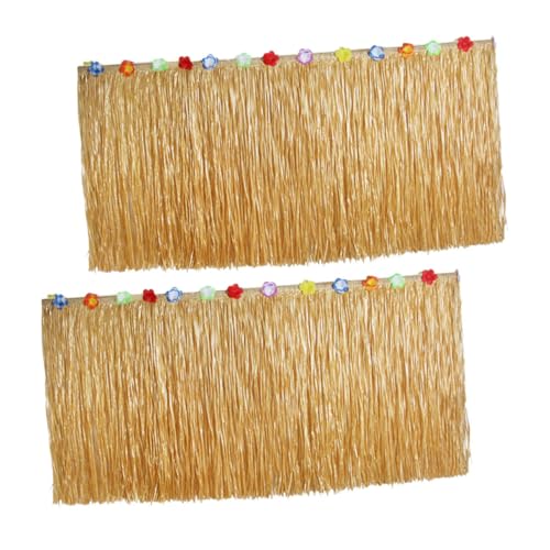Alipis 2 Piezas Decoraciones De Fiesta De Hula Temático para Fiesta Luau Suministros para Fiestas Luau Tropical Playa Elegante Falda Rafia Tela De Seda Light Brown