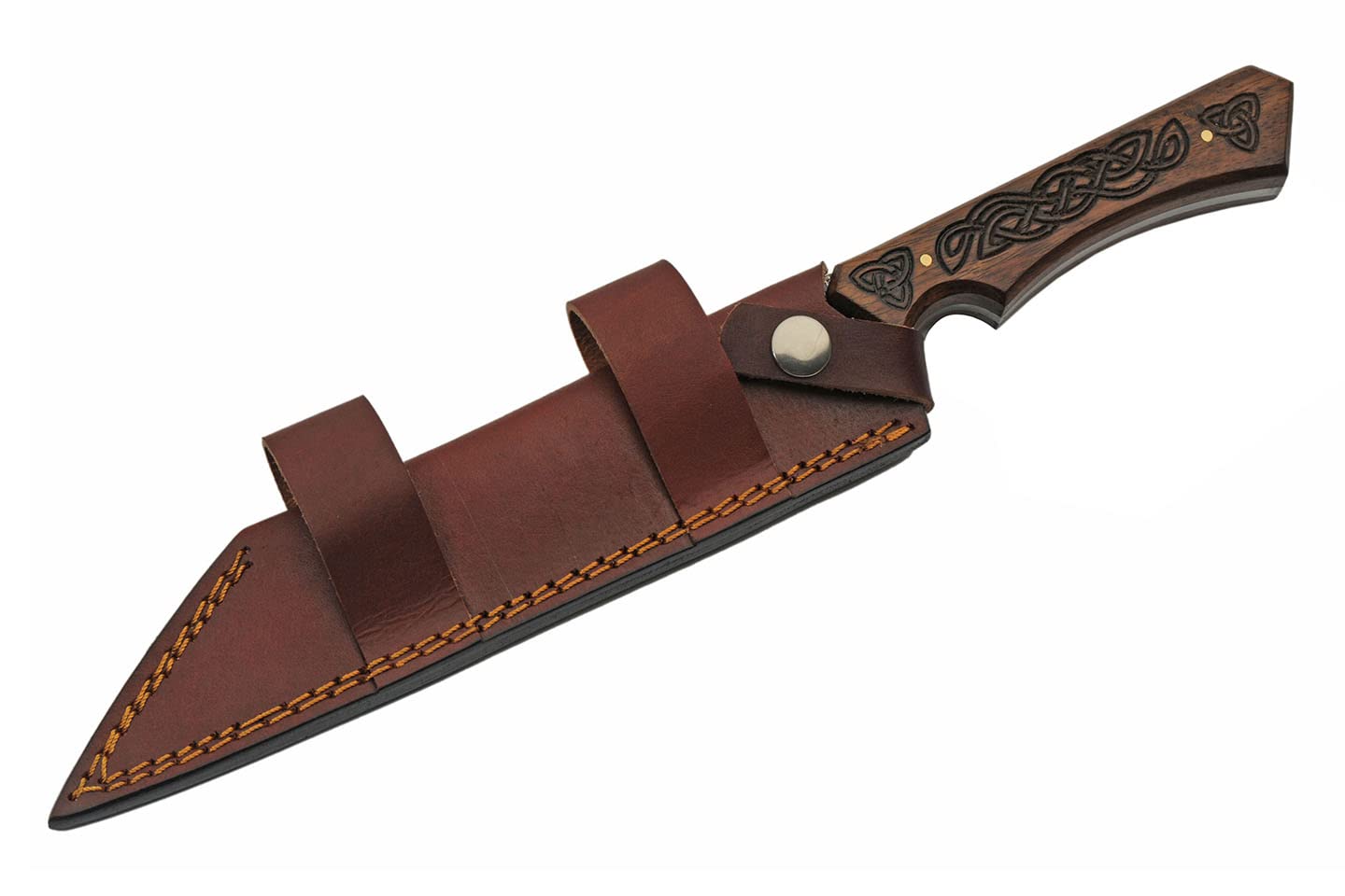 SANZ Damascus Hunting Knife 12 Inch - Camping Knife with Engraved Wood Handle, Full Tang Blade & Sheath for Hunting, Camping & Outdoor uses for Men