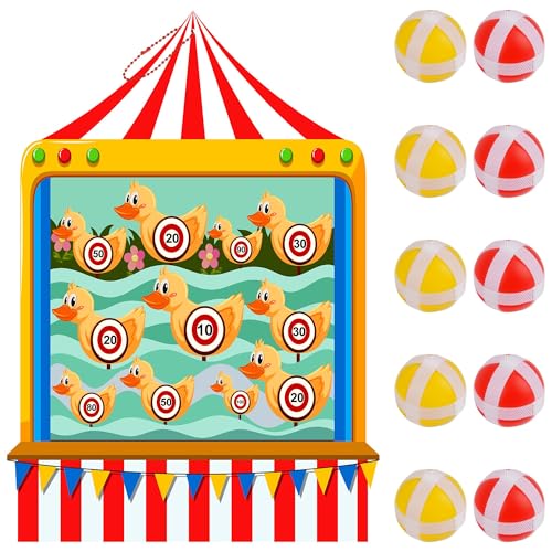 Qumenan Carnival Games for Kids - Dart Board with 10 Sticky Balls Felt Carnival Theme Party Decorations for Indoor Outdoor Activities Circus Birthday Party Decoration Supply Set (19.7x13.8 Inches)