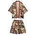 DOSLAVIDA Mens Outfits 2 Piece Fashion Suit Kimono Cardigan Set Open Front Coat With Shorts Japanese Chinese Style
