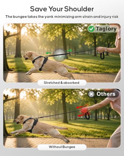 Taglory No Pull Dog Harness for Large Dogs, Bungee Extension, Black, L - Image 5