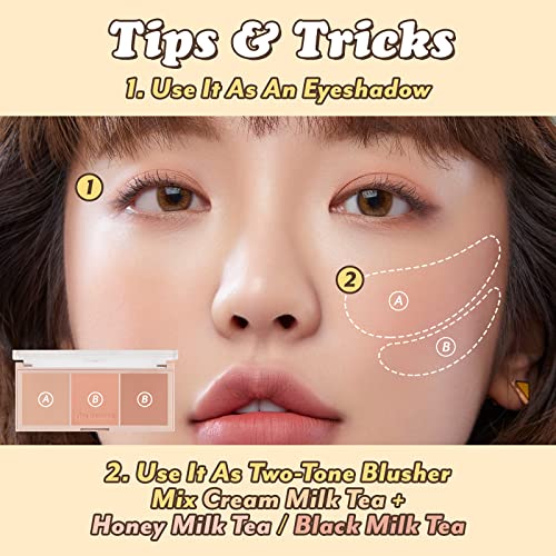 I'm Meme Palette - Afternoon Tea Blusher | Milk Tea Time, Blush For Cheek, Natural & Neutral, Buildable & Blendable, 3 Shades Palette, Matte Powder Blush For Face & Cheeks, For All Skin Tones, 0.42 Oz #TOP6