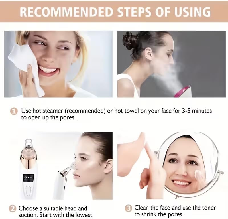 Blackhead Remover Pore Vacuum, Professional Blackhead Extractor for Face with 3 Adjustable Suction Levels, USB Rechargeable Pore Cleaner, and 5 Interchangeable Probes, Birthday Holiday Gift