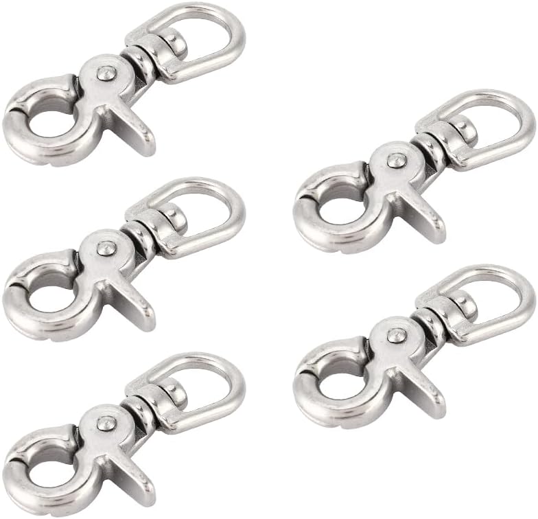 Joyzan Marine Snap Hook, Stainless Steel Trigger Snaps Swivel Lobster Scissor Clasps Buckles Boating Eye Spring Diving Claw Clips Houseboat Pet Dog Leashes Purse Straps Belting Flag Pole Cages 5PCS