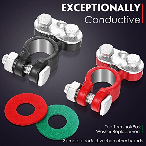 4 Pieces Battery Terminals Connector 2 Packs Zinc Plated Car Battery Cable Terminal Connector Top Terminal 2 Pairs Anti Corrosion Terminal Washer Fiber #TOP2