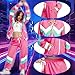 80s Tracksuit for Men Women,80s 90s Outfits Fashion Retro Tracksuit for Halloween Carnival Party (Pink, Large)