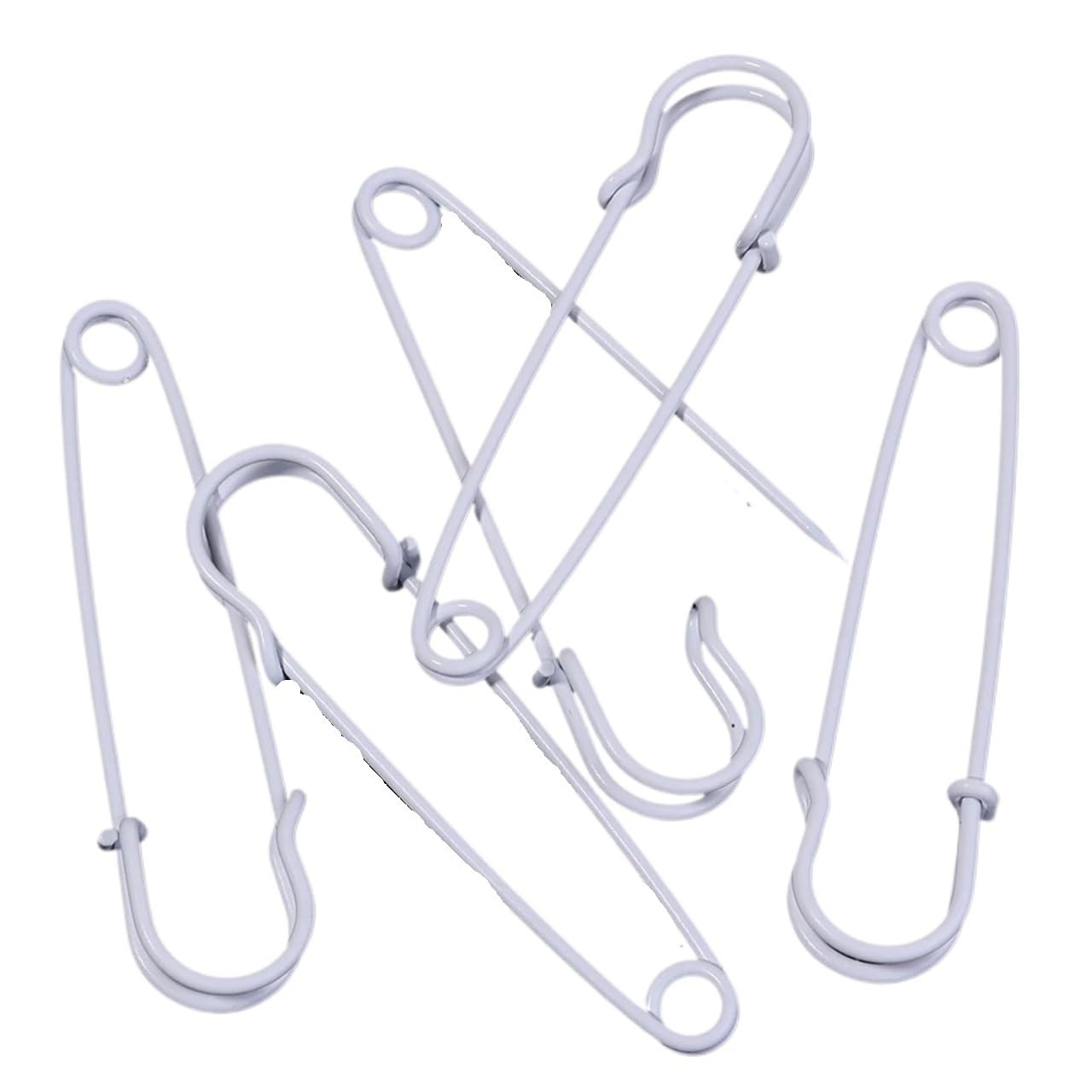 Decorative Safety Pins 50pcs/lot 64x15mm Safety Pins Brooch Colorful Metal Iron Sewing Pins For DIY Jewelry Making Clothing Fasteners Decor Accessories for Clothes(White)