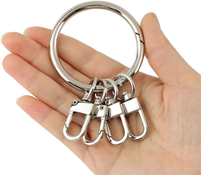 1Set Metal Swivel Snap Hook, Double Opening Key Chain Clip with spring KeyRing for DIY Crafts, Hotel key management