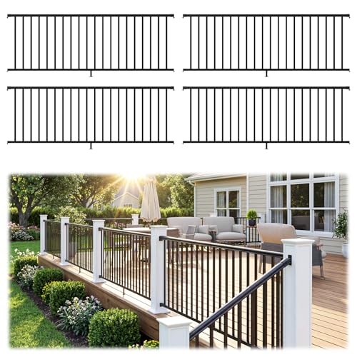 Image of Egadis 4 Pack 36 in x 8 ft Aluminum Porch and Deck Railing Kit Without Post
