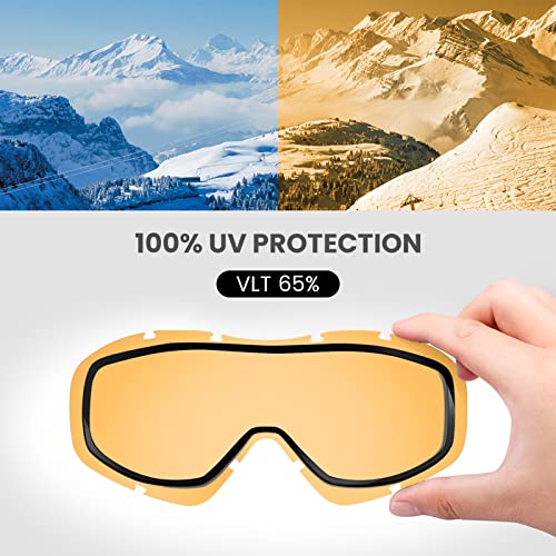 Image of OutdoorMaster Ski Goggles OTG - Over Glasses Ski /Snowboard Goggles for Men, Women & Youth - 100% UV Protection (Blackframe Orangelens VLT65%)