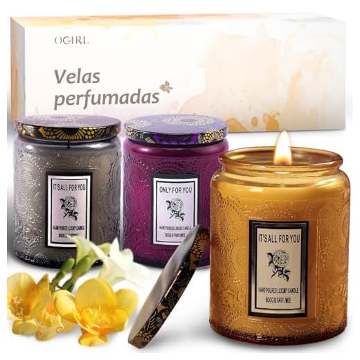 Velas Aromaticas,Juego de 3 Piezas（12.7 Oz）Vela de Aromaterapia Relajantes,Velas Perfumadas de Cera de Soya,Juegos de Regalos Femeninos,Cumpleaños, Navidad, Aniversario, Decorar Baño, Cuarto, Yoga