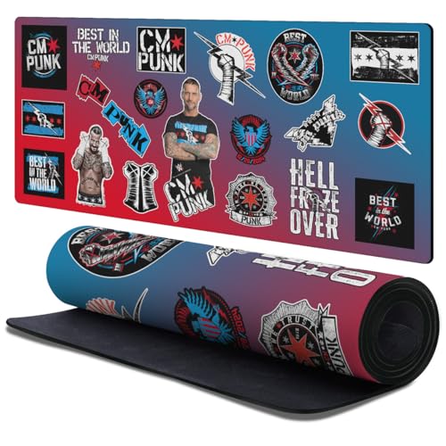 Tapis de souris XL CM Punk WWE 900x400mm pour bureau gaming