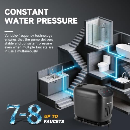 Hanchen Whole House Water Pressure Booster Pump, Adjustable Pressure, Variable Speed, Self-Priming, Built-in Check Valve for Home, Shallow Well, Shower, Garden by Hanchen - Image 2