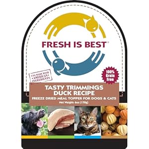 Fresh Is Best - Tasty Trimmings Freeze Dried Raw Meal Topper for Dogs & Cats - Duck, 6 Ounces Fresh Is Best Tasty Trimmings Freeze Dried Raw Meal Topper for Dogs Cats Duck 6 Ounces