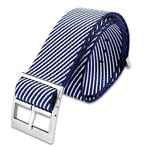 Bracelet montre nylon 22mm de qualité supérieure avec fermoir en acier inoxydable argenté