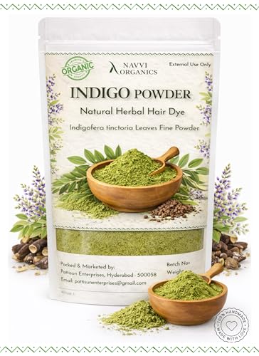 Image of Natural Indigo Powder for Hair 200g with Spoon, Herbal Hair Color for Grey Coverage, Chemical Free Plant Based Dye
