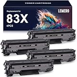 LEMERO 83X CF283X Toner Cartridge Compatible Replacement for HP 83X CF283X 83A CF283A High Yield - use with Laserjet Pro M201dw MFP M225dw MFP M225dn MFP M225nw (Black, 4-Pack)