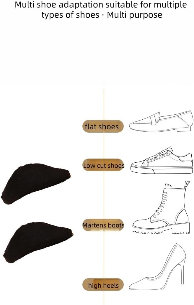4 Pairs of Sponge Shrink fit Toe Plugs, Toe Pads, Shoe Plugs Suitable for Flat Shoes, Low Cut Shoes, Martin Boots, high Heels, etc. Adjust Size Large to Small
