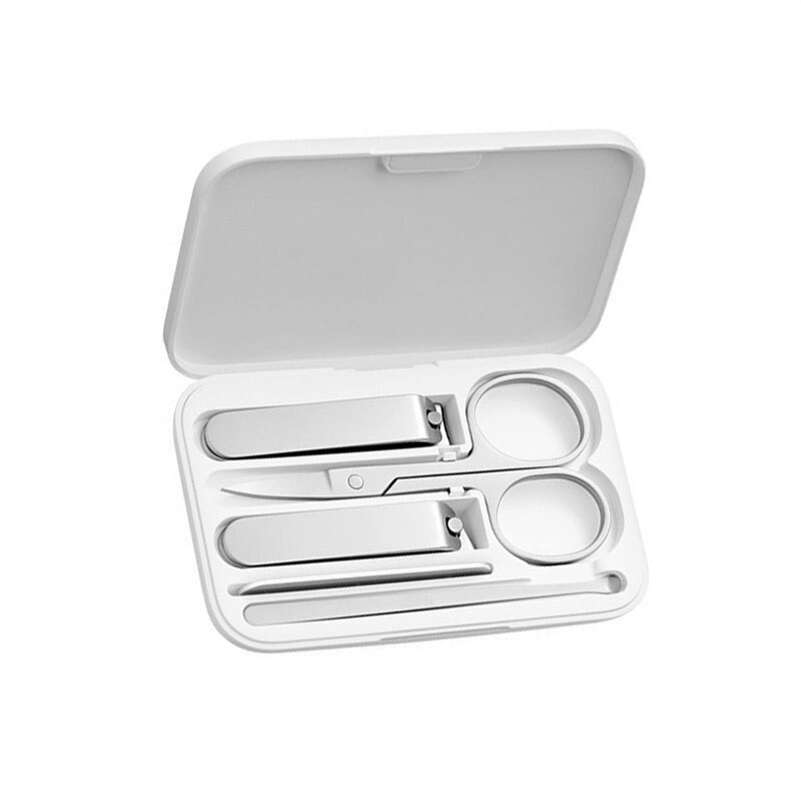 Juego de Cortaúñas Manicura 5pcs kit de aseo con estuche portátil de la uña de la uña de la uñas de la manicura del acero inoxidable del acero inoxidable Set para el Cuidado Personal y la Belleza