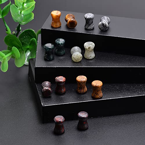 Cooear 14Pc 7 Pairs Stone Ear Plugs Double Flare Saddle Stretching Gauges Expander Stretchers 2G(6Mm)-5/8"(16Mm) #TOP1