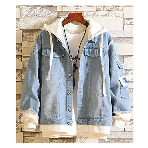 Lapus Unisex False Two Pieces Denim Jacket Fashion Denim Hoodies Coats Button Down Hoodie for Teen Adult2