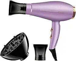 Secador de Cabelo, Lilás, 3500W, 3 Temperaturas, 2 Velocidades, com Difusor e Bico Concentrador, Cabo 3m, 25x24,5cm, 110V