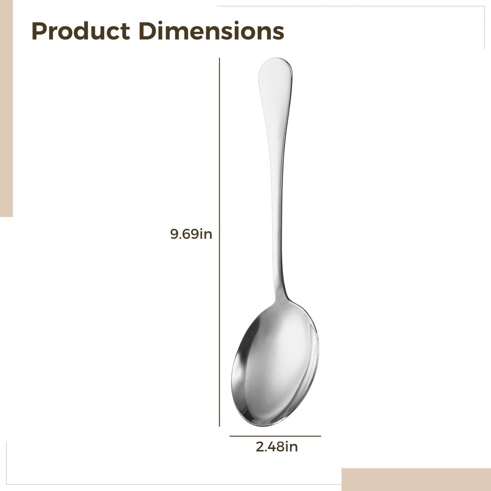 8 cucchiai da portata in acciaio inox color argento, 24 x 6,3 cm, cucchiai grandi per buffet e catering eventi