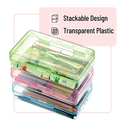 Mr. Pen- Pencil Box, 3 Pack, Assorted Colors, Plastic Crayon Box, Pencil Cases, Clear Pencil Case, Plastic Pencil Case, Plastic Pencil Box, Crayon Box Storage, Hard Pencil Case, Large Pencil Box #TOP3