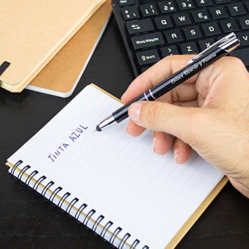 Pack 300 bolígrafos PERSONALIZADOS con tu nombre o texto | Brila Negro | Puntero para dispositivos móviles | Grabado a láser | Lote bolígrafos publicitarios, bodas, comuniones, merchandising… - imagen 6