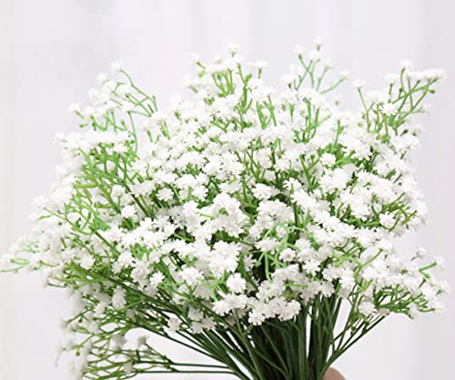 Gumolutin 9Pcs Long Stem Artificial Baby Breath Flowers Fake Real Touch Gypsophila For Home Office Indoor Outdoor Wedding Decoration Festive Furnishing,White #TOP7