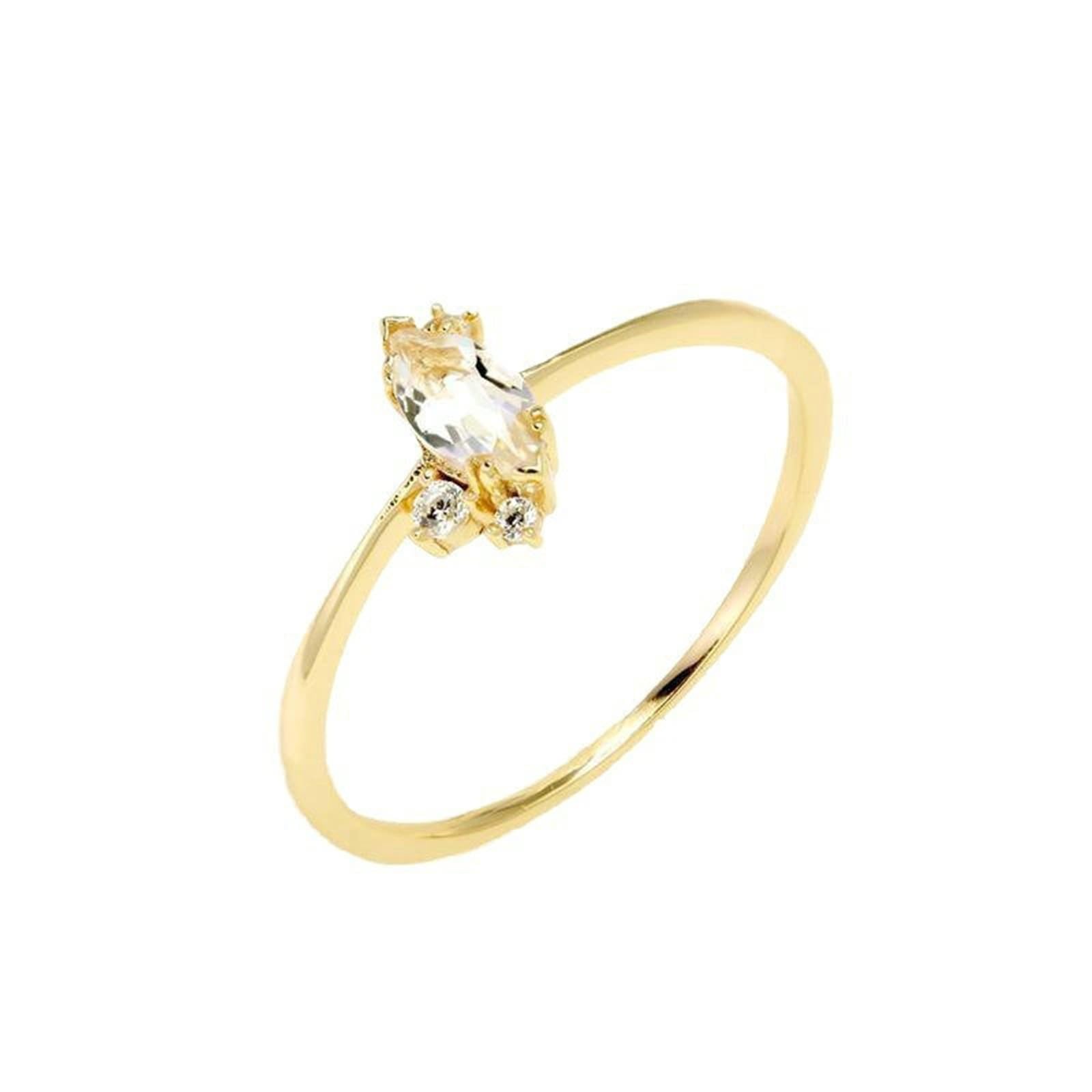 KnSam Gioiello in oro reale Au 375/585/750, anello solitario sottile con moissanite taglio marquise, anello di fidanzamento in oro giallo 9 K/14 K/18 K, misura 47-65