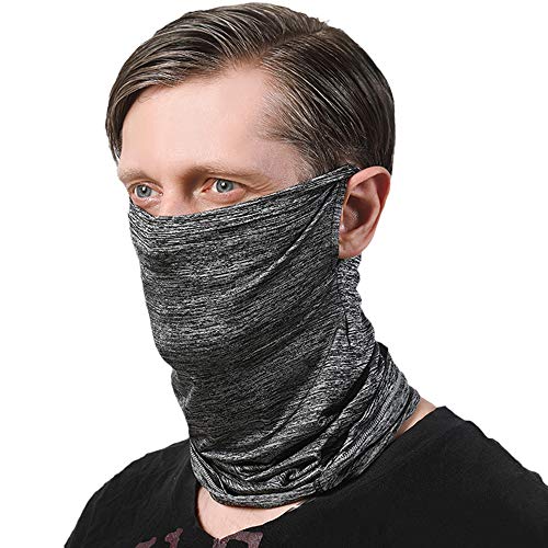 Autokcan Neck Gaiter Balaclava Bandana Face Mask, Sun UV Protection Breathable Ice Cooling Face Scarf Cover for Cycling Hiking (Heather Grey)