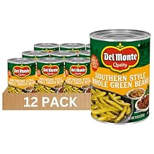 Del Monte Southern Style Whole Green Beans, 14.5 oz. Can Pack of 12 Spicy & Smoky Flavors, Ready to Eat Side Dish
