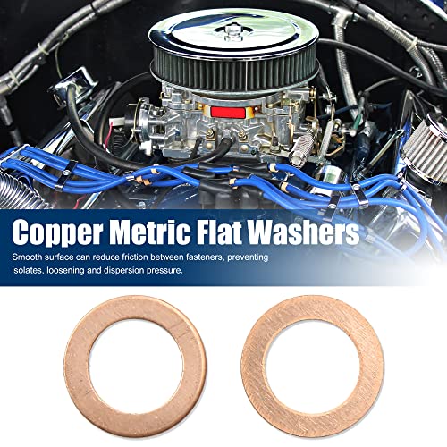 sourcing map 20 Stücke 14mm Flach Unterlegscheiben Dichtung Kupferringe Dichtringe