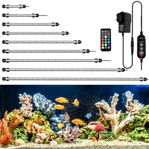 Izrielar Illuminazione LED per acquario, luce per acquario RGB da 5,8W, impermeabile IP67, lampada per acquario universale, per acquario di pesci, acquario di piante, spina UE