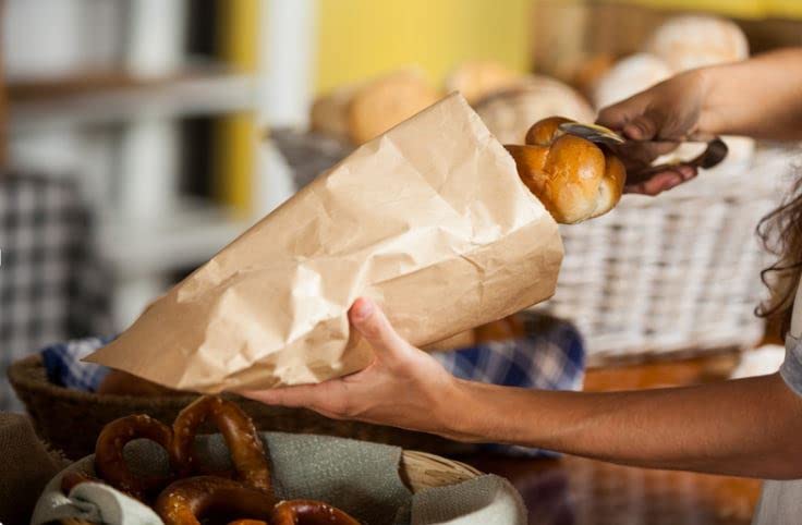 BALSAT Bolsa Papel Kraft Panaderia Varios Tamaños, Impresa con estampado Generico de Panaderia, Bolsas para panaderia (18x51 cm (2 Barras normales) x 1000 ud.)