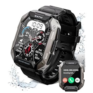 Smart Watch for Men，with Answer/Make Call 100+ Sports Modes Fitness Smart Watch, IP68 Waterproof 80 Days Extra-Long Battery Heart Rate/Blood Oxygen/Sleep Monitor Smartwatch for Android and iOS