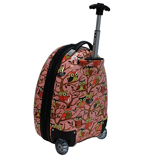 Owl Print Kids Hard Shell Luggage/Children Suitcase Carry On Luggage in 3 Colors (Pink)2