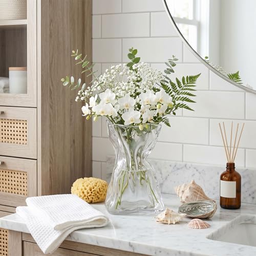 Jarrón de tulipanes de 20 cm moderno de cristal transparente para ramos y rosas de comedor 5