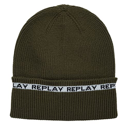 Replay Gorro Bufanda Beanie Scarf Set Moss Green complementos de invierno unisex tejido 3