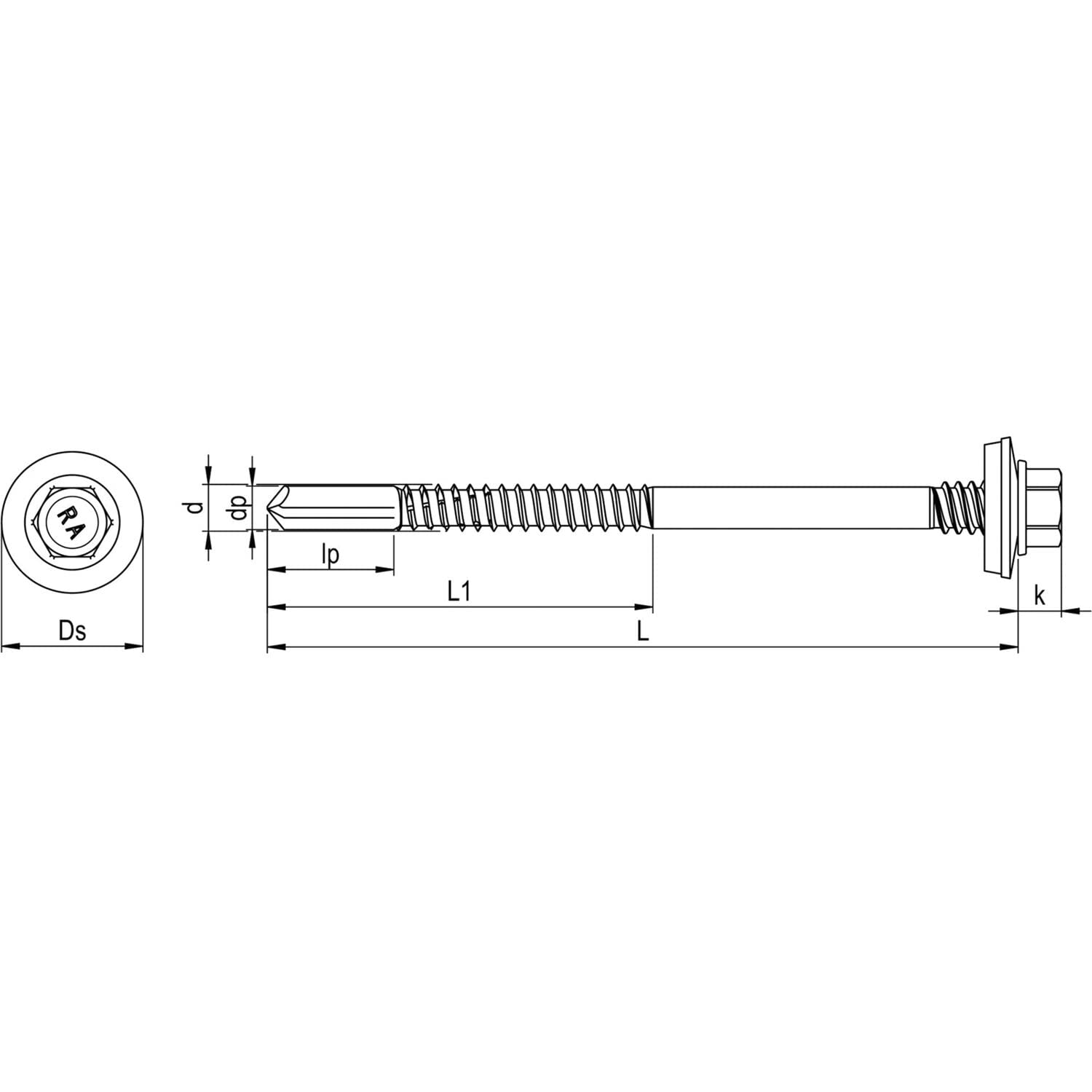 61641/6 5.5X 76 RP-K12-P Plus Sandwich-Bohrschraube Dichtscheibe 19mm Bi-Metall A2, Edelstahl